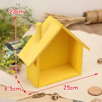 

Wooden House Shelving Display Unit Shelf Hooks Wall Box Storage Craft Home Decor