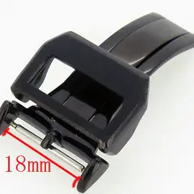 18 мм PVD Черный нержавеющей стали развернуть Для мужчин t застежка для Для мужчин смотреть кожаный ремешок