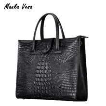 2017 de Cocodrilo bolso del cuero genuino de gran capacidad breve todo-fósforo bolso de la cartera comercial