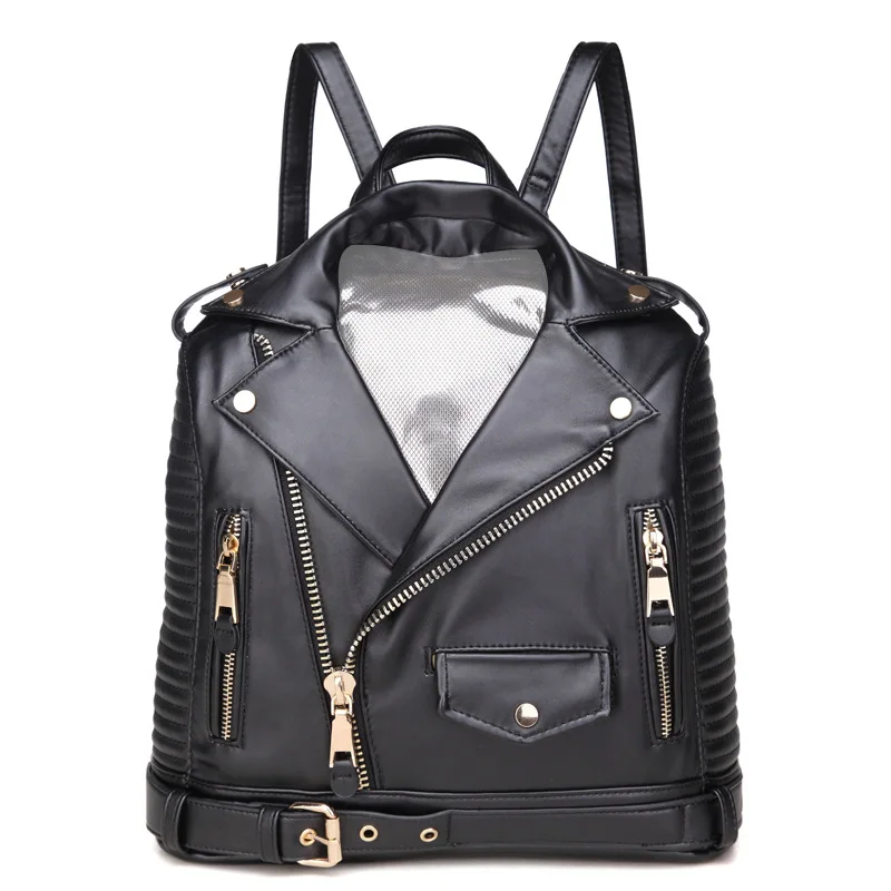 4colors Attractive jacket PU leather women's backpacks cool female