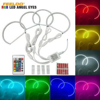 

FEELDO 1set Car 5050SMD LED RGB Flash Angel Eyes Halo Ring Light for BMW E46 3 Series Non Projector