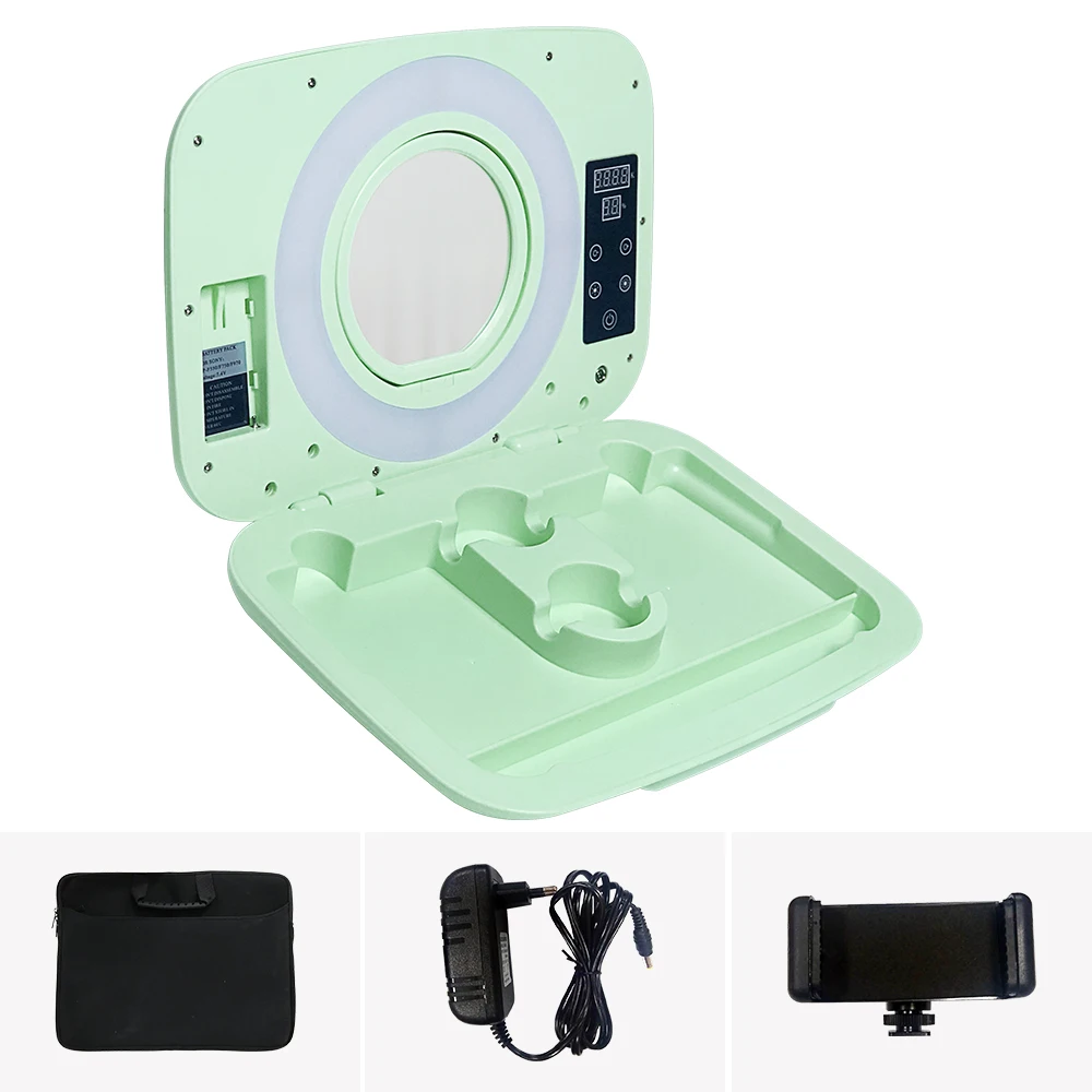 

Yidoblo AS-20 fashion cosmetic case ring lamp + bag 2800-9900K Warm & Cold Bio-color Lamp Soft light make up travel hard box