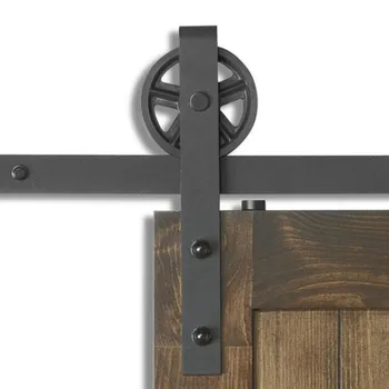 

(USA Free shipping ) 4-8FT DIY Vintage Strap Industrial Super Big Wheel Sliding Barn Wood Door Hardware Track Roller Kit