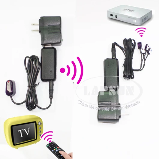 

100 Meter wireless IR Infrared Remote Extender Control Repeater Emitter Extender with 4 Emitters Control up to 4 Devices OW1114