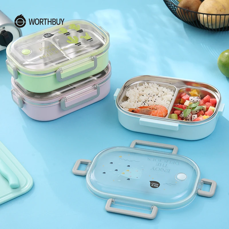 Baratos Lonchera de cartón worthshop para niños japonés 304 caja Bento de acero inoxidable a prueba de fugas para niños caja de almuerzo Bento caja de alimentos