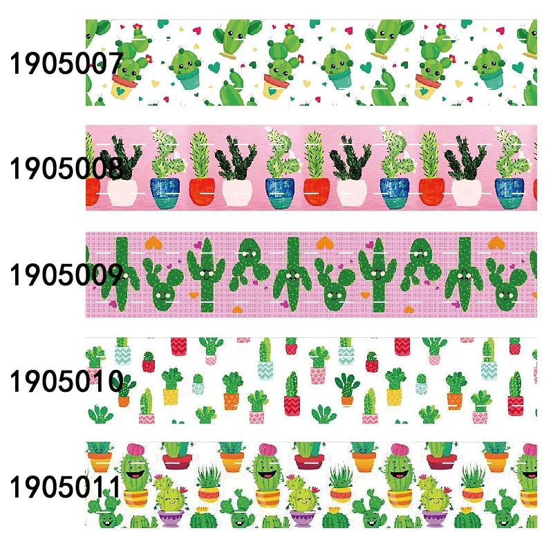 

(50 yards/lot) Free shipping cactus printed grosgrain ribbon, 15mm flower fold over elastic