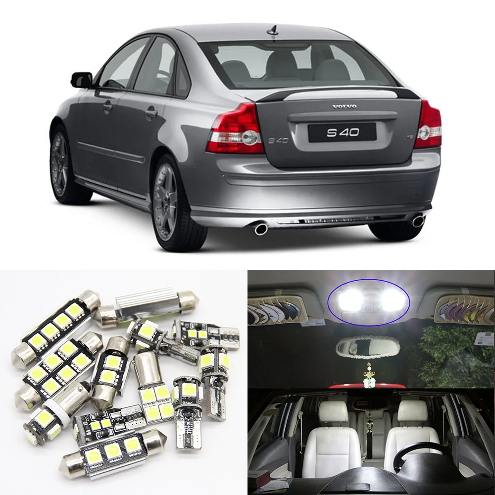

15pcs White/Ice Blue Car LED Light Bulbs Interior Package Kit For 2004 2005 2006 Volvo S40 Step/Courtesy Door Map Lamp No Error