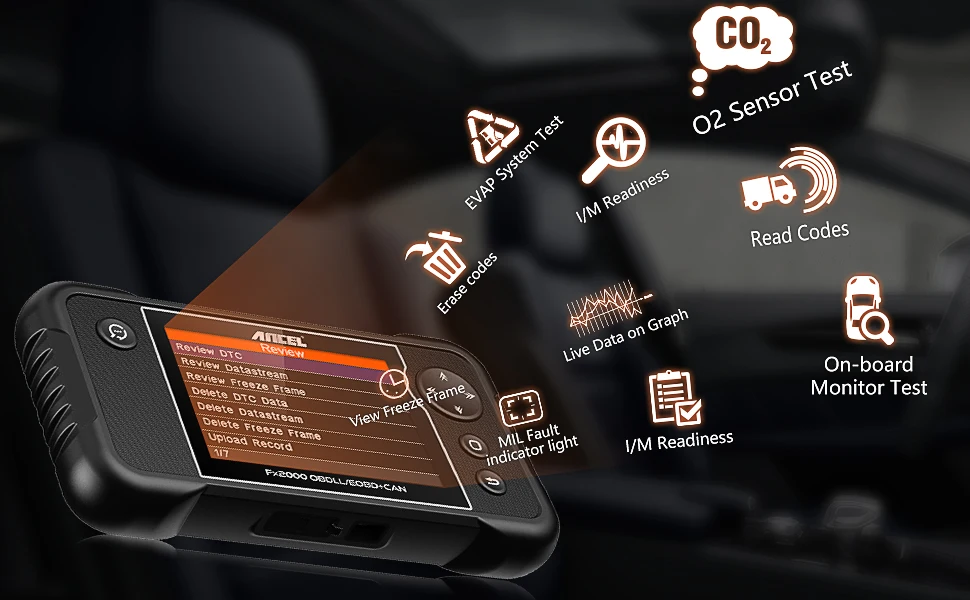 Ancel FX2000 Профессиональный Автомобильный сканер OBD2 ABS подушки безопасности srs Трансмиссия Бортовая Система диагностики 2 автомобиля диагностики OBD сканер