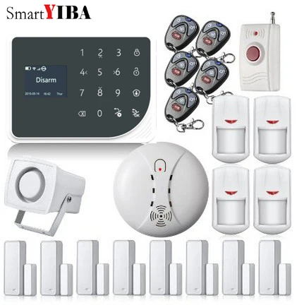 SmartYIBA WIFI GSM Alarmes Touch Key Home font b Alarm b font SMS Smoke Fire Detector