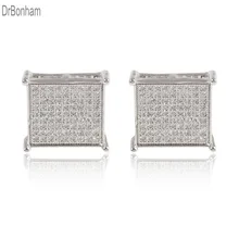 Мода человек для женщин квадратные серьги золотистые Роскошные серьги кубический циркон CZ серьги Свадебные украшения