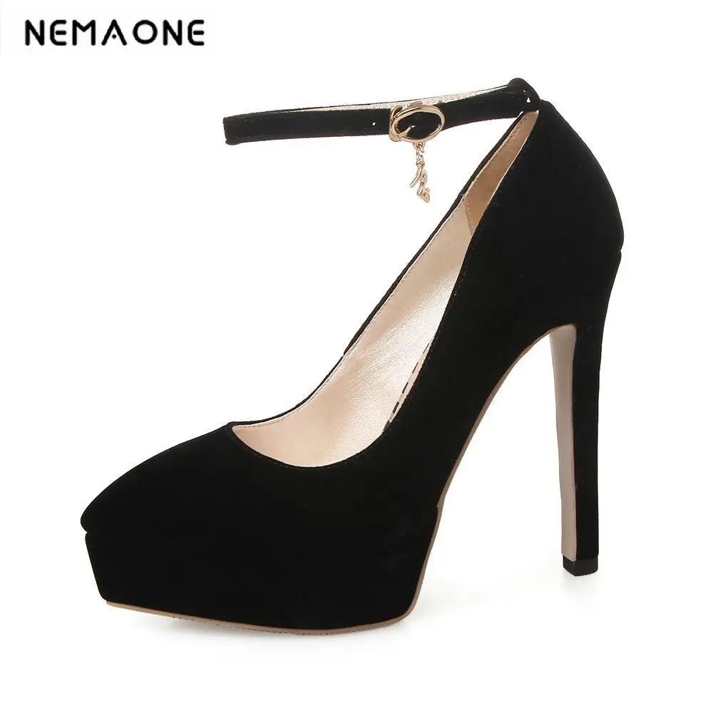

New 2018 Women's High Heels Platform shoes Pointed Toe ankle strap High Heels Work Pumps elegant wedding Shoes for Women