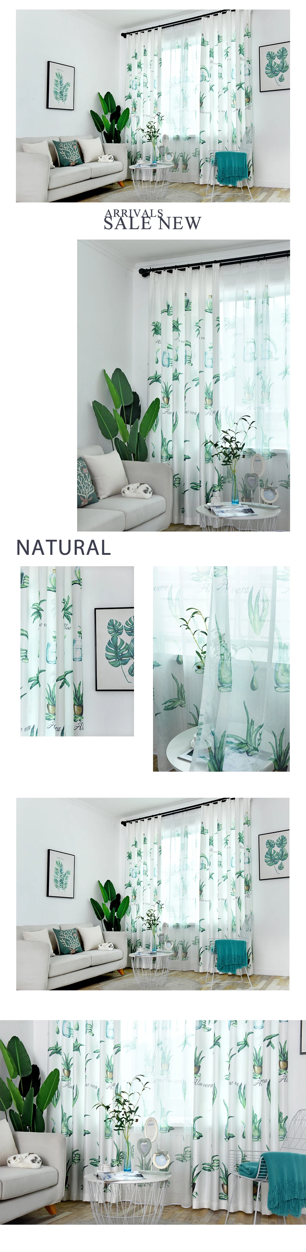 SZ114 NAPEARL Green Plants Bedroom Fresh Window Curtains Darkening Semi-shade Drapes Panel Natural Modern Cortinas Home Decor Fabrics