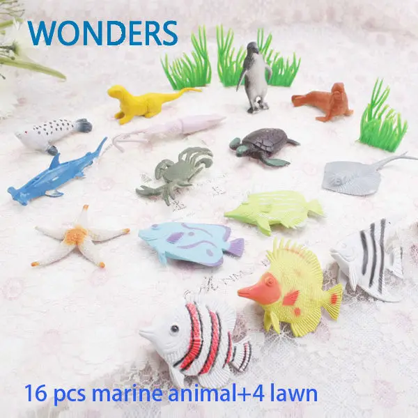 

The undersea world Fish Sea Life Model starfish crab Marine PVC Figures Collectible Model Toys 16pcs/set Early Childhood Toys