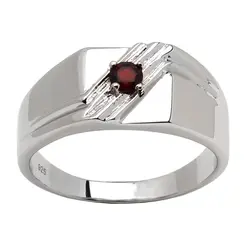 925 Серебряное кольцо для мужчин натуральный красный гранат 4 мм драгоценный камень января подарок на день рождения Размеры 6 до 13 R511RGN