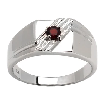 

925 Silver Ring Men Natural Red Garnet 4mm Gemstone January Birthstone Birthday Gift Size 6 to 13 R511RGN