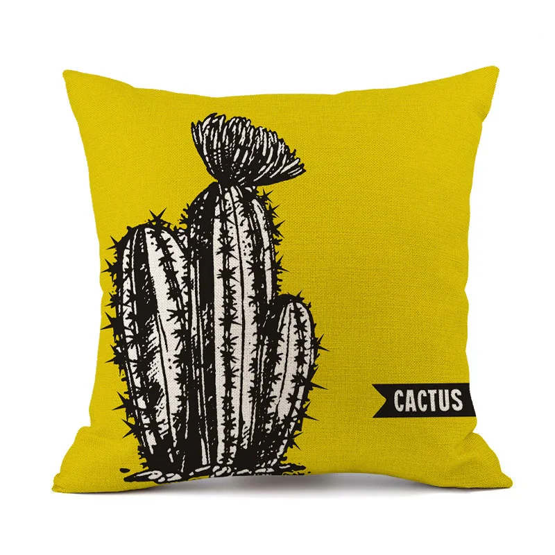 Tropical Yellow Cushion Cover Cactus Print Linen Throw Pillow Covers Decorative for Sofa Bed Living Room Home Decor Accessories Tropical Yellow Cushion Cover Cactus Print Linen Throw Pillow Covers Decorative for Sofa Bed Living Room Home Decor Accessories