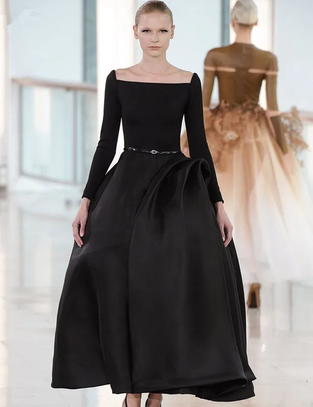 Fashion Design Ball Gown Boat Neckline Long Sleeve Ankle Length Elegant