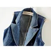 Spring Sleeveless Women Denim Vests Plus size 4XL Fashion Casual Tops suit collar Female Waistcoats Denim Short Jackets Female ► Photo 3/5