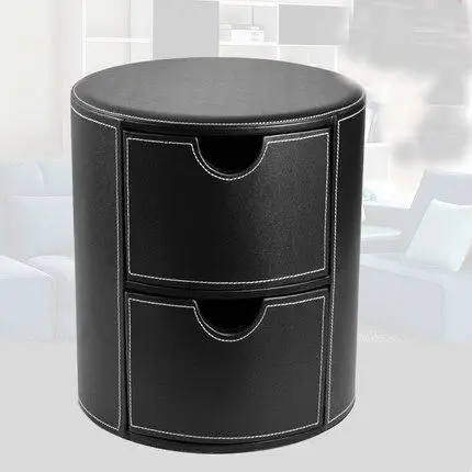 

Leather round storage box storage stool drawer type simple bedside cabinet porch change shoes seat creative bedside table