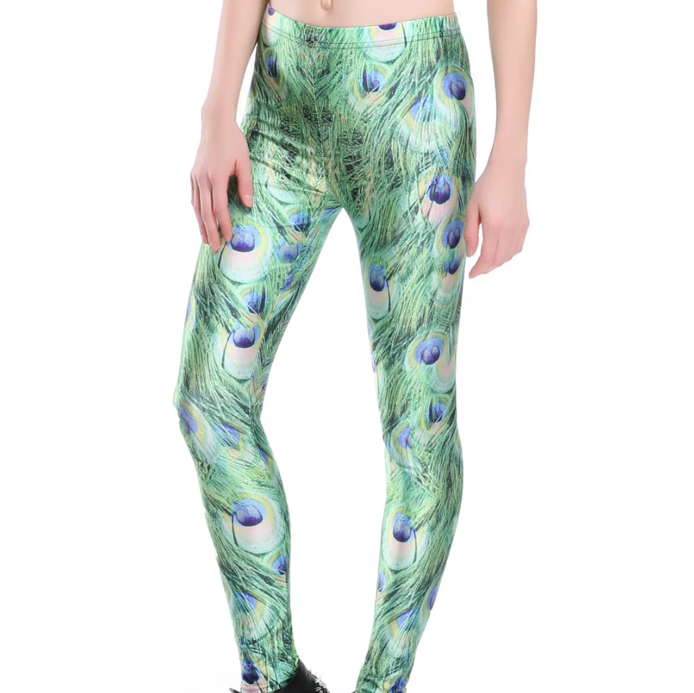 جديد إمرأة سليم مثير طماق السراويل اليوغا لياقة عالية مطاطا الطاووس الريش الفتيات الجوارب تسع نقاط 3d الطباعة الرقمية السراويل