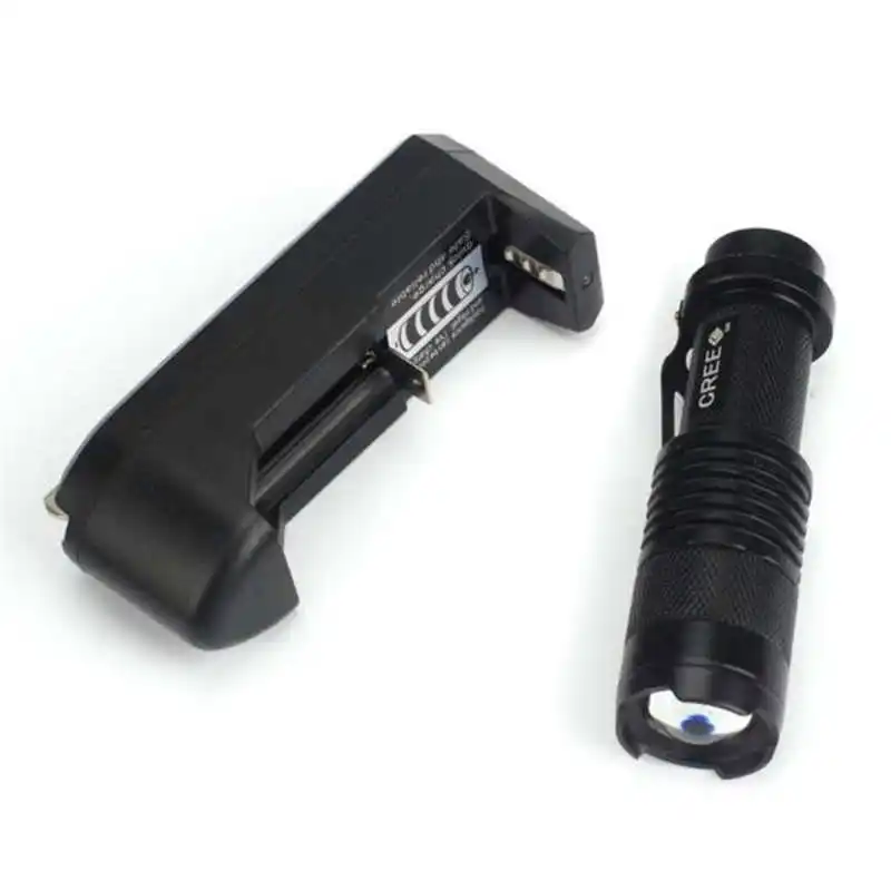 5000LM Mini Q5 LED Flashlight Torch w 14500 Battery & Charger Box powerful led flashlight rechargeable laser pointer #4S11 (2)