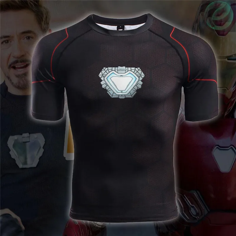 Tony Stark Infinity War 3D Printed T shirts Men Compression Shirt Short ...