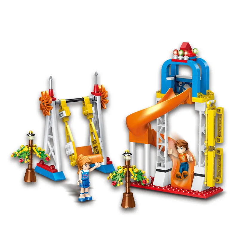 

230Pcs Amusement Park Happy Playground Swing Slide Action Figures Building Blocks Compatible Legoings Friends Designer Kid Toys