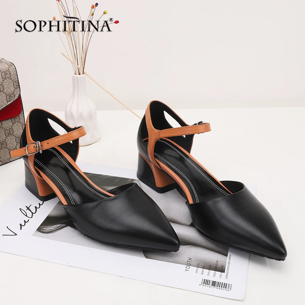 SOPHITINA/удобные босоножки с закрытой пяткой; уникальная обувь из натуральной кожи высокого качества с ремешком на щиколотке; Лидер продаж; новые женские босоножки; MO77
