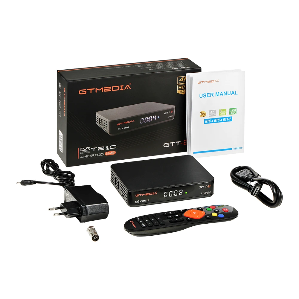 GTMEDIA GTT2 DVB-T2/C android 2g+ 8g 1080p iptv android 6,0 android DVB-T2 signal freesat gtt h.265 встроенный Wifi 2,4G cccam m3u