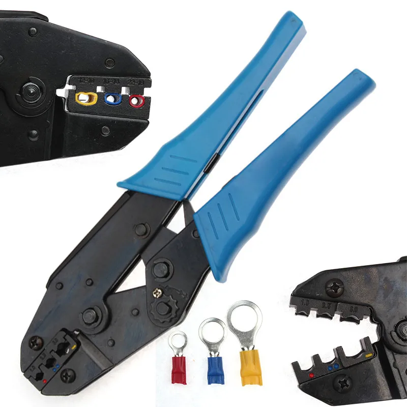

Blue 1.0mm2/2.5mm2/6.0mm2 Cable Capacity Crimp Hand Tools Insulated Terminals Ratchet Crimping Pliers For AWG 20-10 Connectors