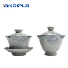 150 ML японском стиле Винтаж ручная роспись узор Керамика фарфор гайвань Cha hai Drinkware Чёрный чай Крышка для чайника горшок набор блюдец