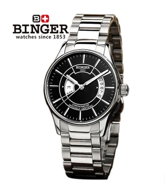 Top Quality Binger New Fashion Black Dial steel Strap Men Watch Hollow Automatic Mechanical Watch wrist