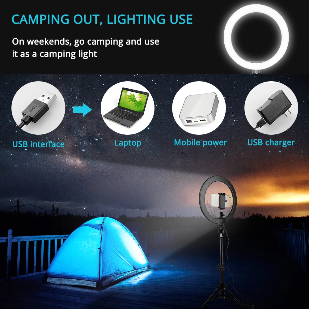  Travor 10 inch LED ring lamp Dimmable LED Light Desktop LED Lamp 3 Light Modes Temperature 3000K-50 - 33005252753