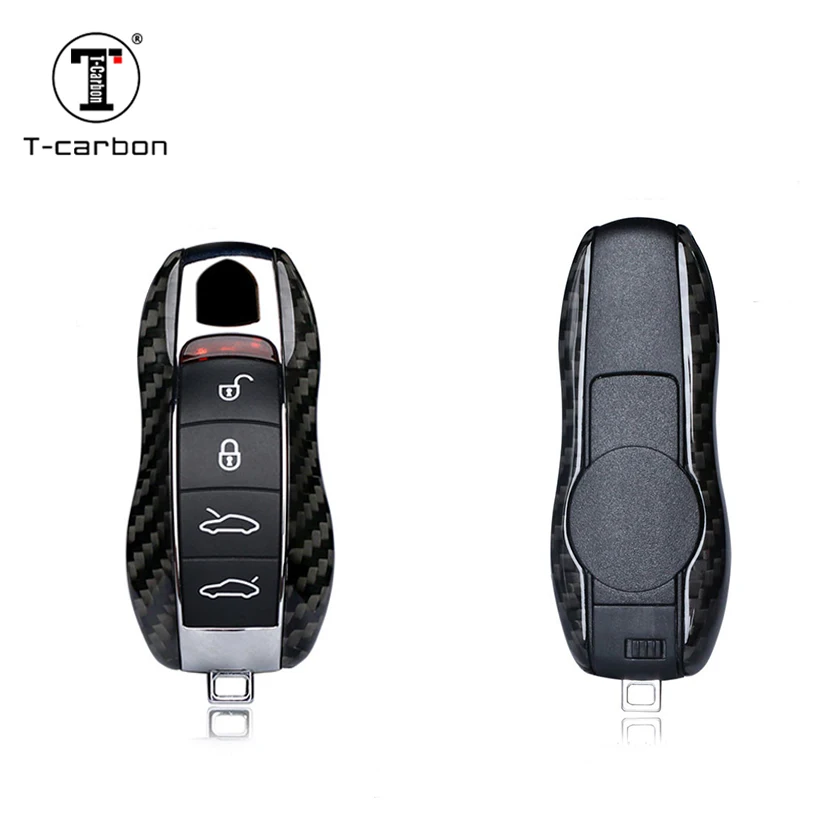 

100% Carbon Fiber Car Key Case Protective Shell Styling Bag Box For Porsche Cayenne Macan Cayman Boxster 911