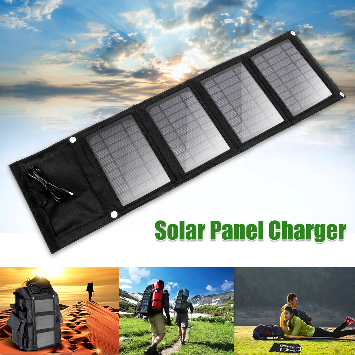 

Portable 16W Folding Foldable Waterproof Solar Panel Charger Mobile Power Bank for Phone Battery Dual USB Port Outdoor