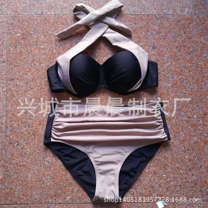 AliExpress Agent Provocateur Бикини многоцветный крест разделение очаровательный цветной купальник-бикини внешней торговли купальник плюс удобрения