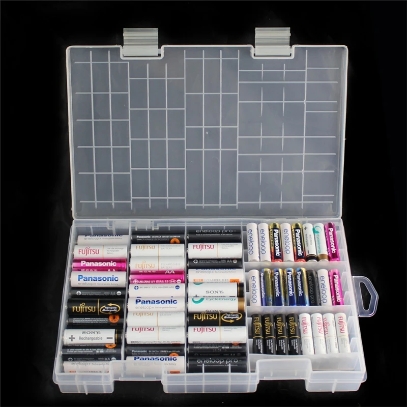 

1PC AAA AA Battery Storage Box Case/Organizer/Container/Holder Plastic For Placed 100pcs AAA AA Battery Pile Wholesale Pirce#30