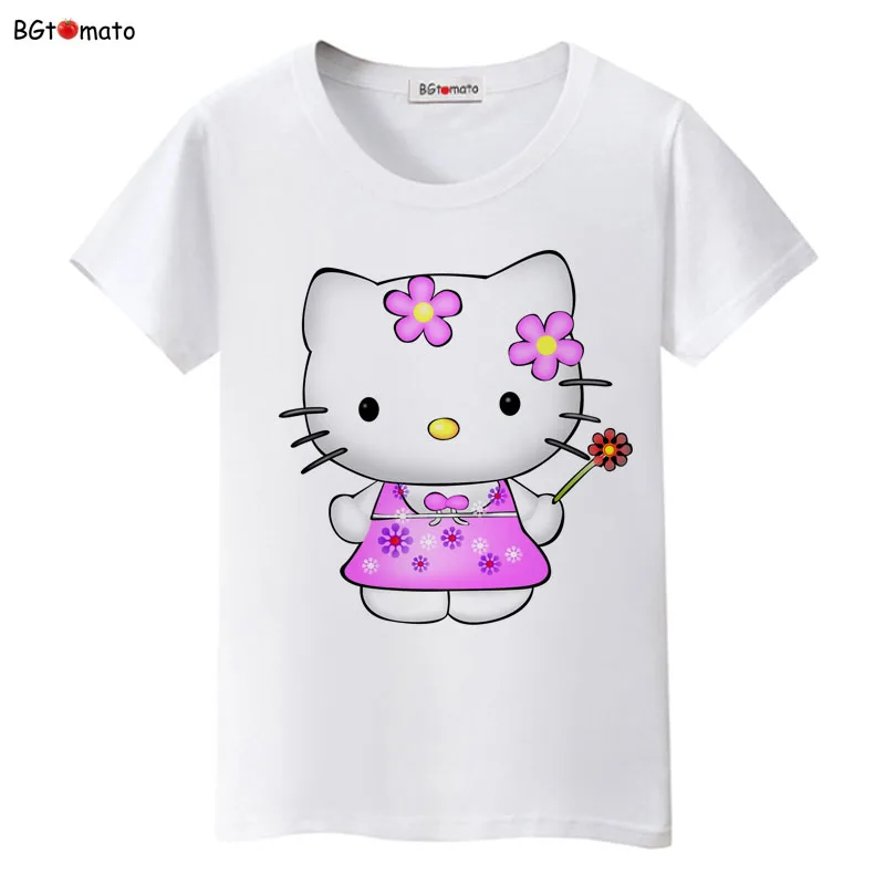 BGtomato hello kitty, милые футболки с героями мультфильмов, женская летняя классная одежда, брендовые Топы хорошего качества, удобные повседневные рубашки - Цвет: 5