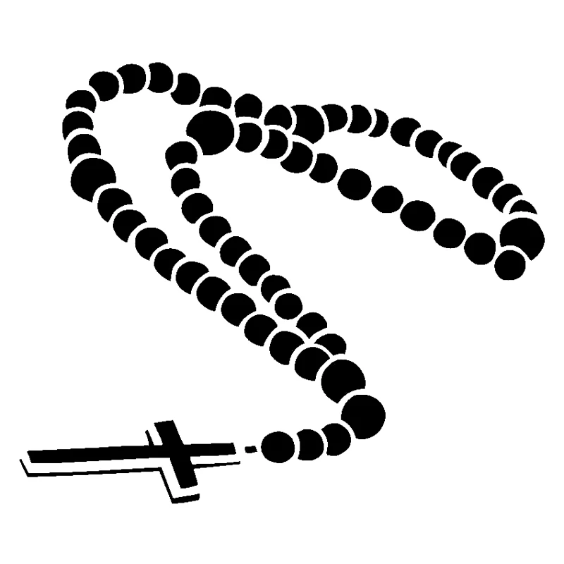 

16.6cm*13.9cm Rosary Prayer Beads Car Styling Car Sticker Vinyl Black/Silver S3-5611