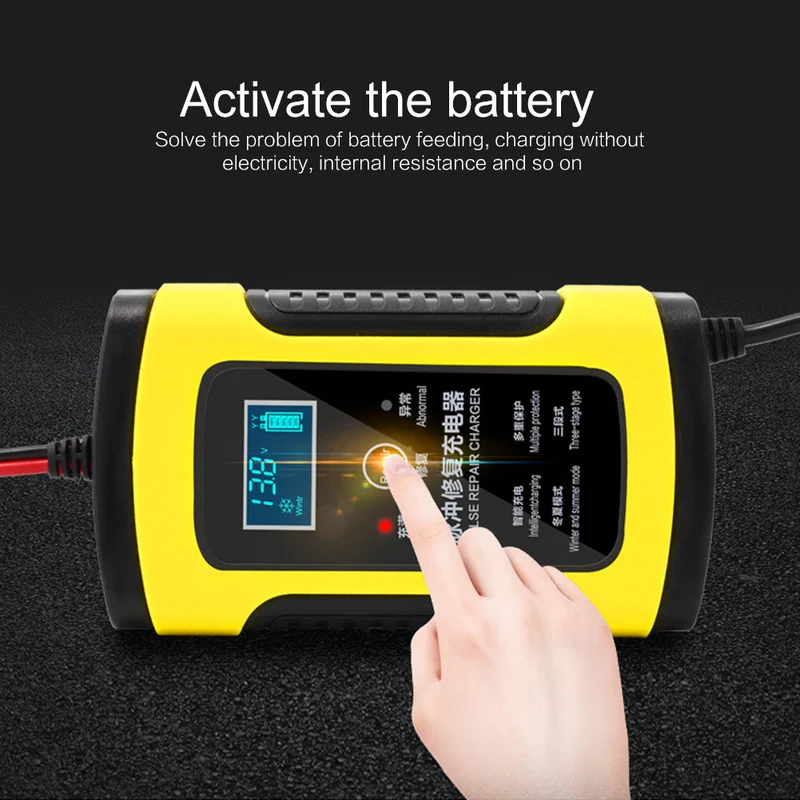 

12V 6A Motorcycle Pulse Repair Charger LCD Monitor Display Car Battery Charger Lead Acid Battery Charger Motorcycle Accessories