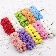 12 pcs Mini Foam Rose font b Artificial b font Flowers For Home Wedding Car font