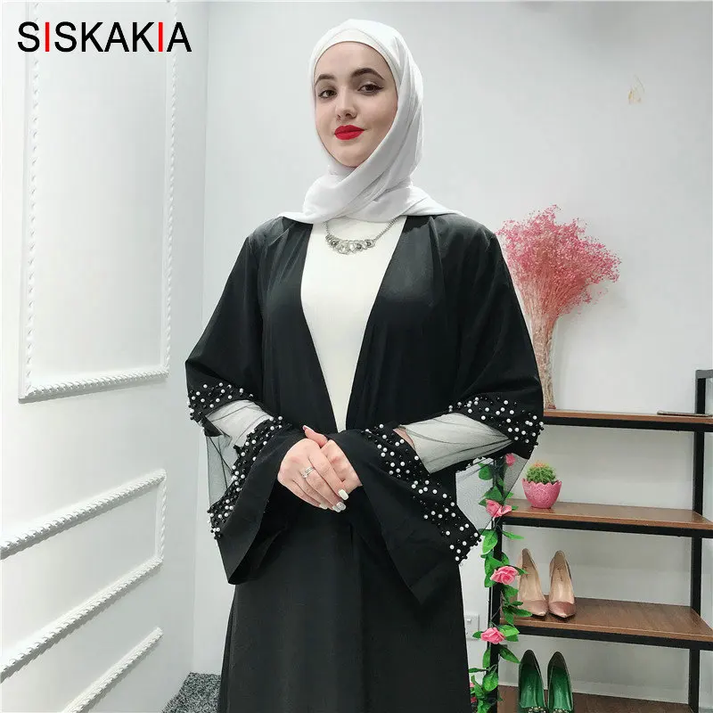 Siskakia Кружевная Сетка прозрачная Лоскутная черная модная мусульманская