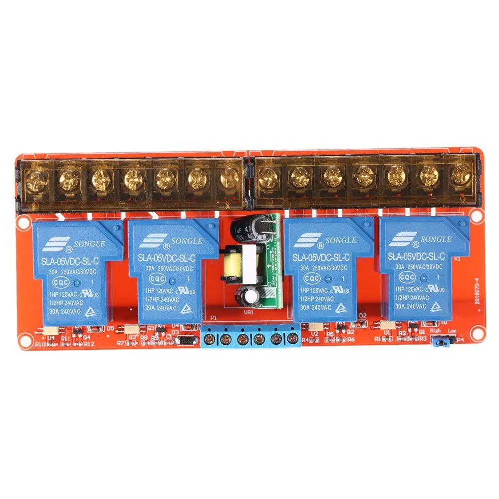 

4-channel 250VAC 30A Solid State Relay Module Board High/Low Level Trigger