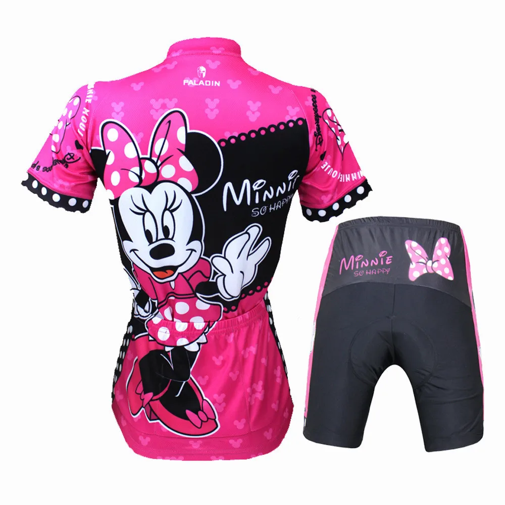 Одежда для велосипеда с Минни необычная Персонализированная розовая мультяшная велосипедная Трикотажные изделия с коротким рукавом для девочек велосипедная майка