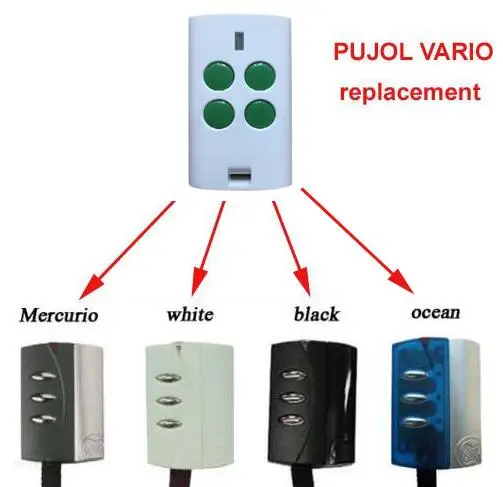 

Aftermaket PUJOL VARIO OCEAN, WHITE, BLACK, MERCURIO compatible garege door opener remote control high quality