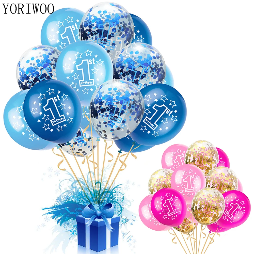 Yoriwoo Number 1 Balloons Set Latex Balloon Confetti Happy 1st