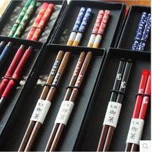 Пара бамбуковых Китай Палочки для еды деревянные палочки для еды старшеклассный подарочный набор столовых приборов подарок на день Святого Валентина сумка для влюбленных 2 пары