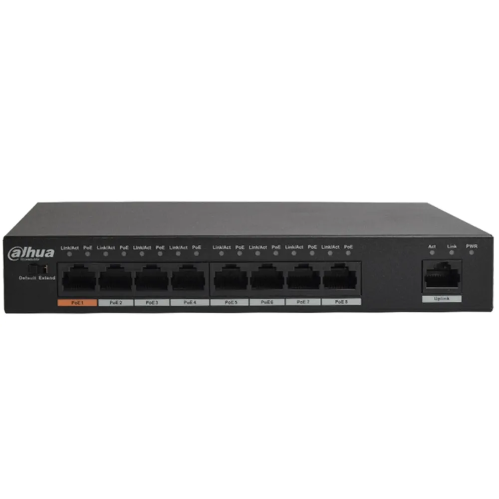 DH PoE Switch DH-S1500C-8ET1ET-DPWR 8CH Ethernet Power Switch Support 802.3af 802.3at POE POE+ Hi-PoE Power Supply Standard DH PoE Switch DH-S1500C-8ET1ET-DPWR 8CH Ethernet Power Switch Support 802.3af 802.3at POE POE+ Hi-PoE Power Supply Standard