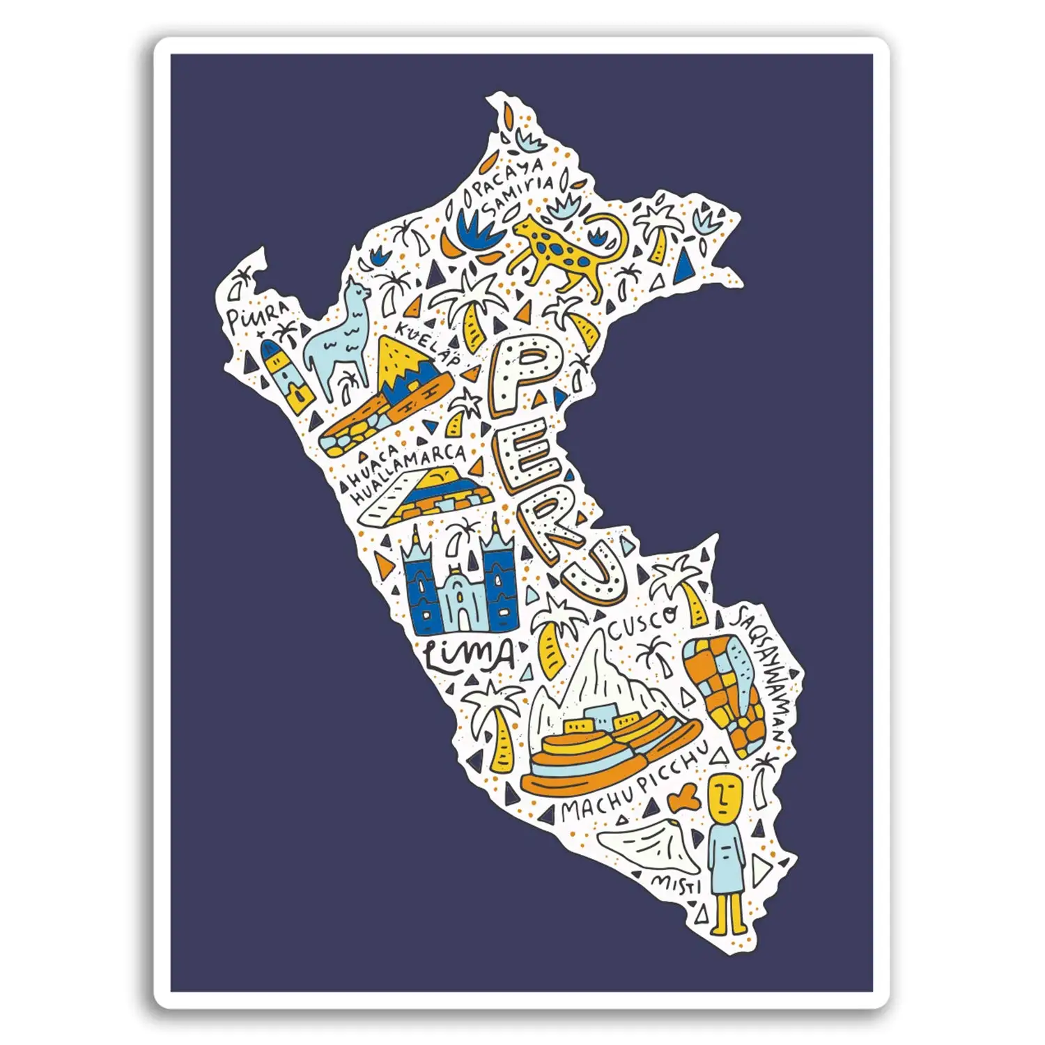 

For 2x10cm Peru Machu Picchu Map Vinyl Stickers Sticker Luggage Travel #19265 (10cm Tall)