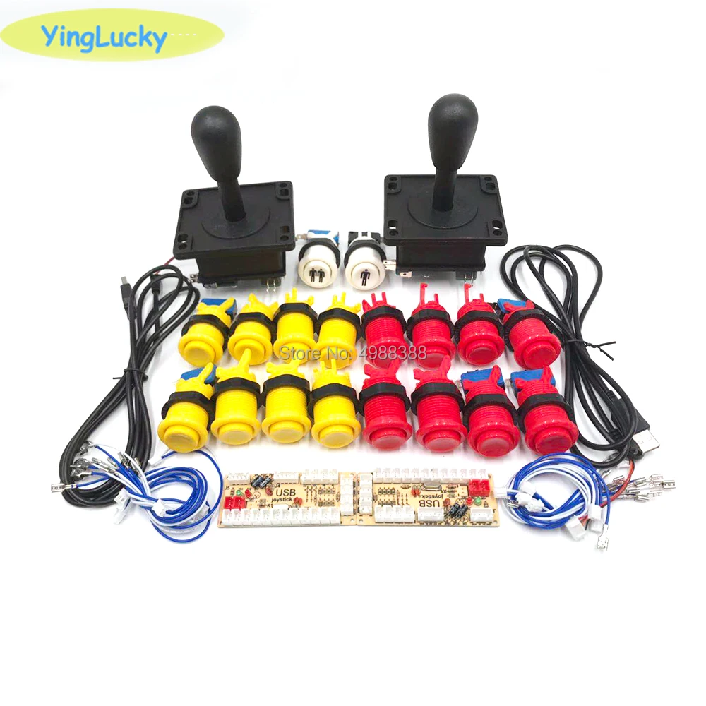 Yinglucky 2 игрока аркадные джойстики DIY Kit Нулевая задержка USB энкодер джойстик в американском стиле 28 мм кнопочный HAPP джойстик - Цвет: Черный